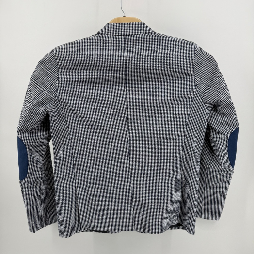 Piazza Italia Man Seersucker Gingham Slim Fit Blazer Blue White Size 50 - Picture 3 of 8